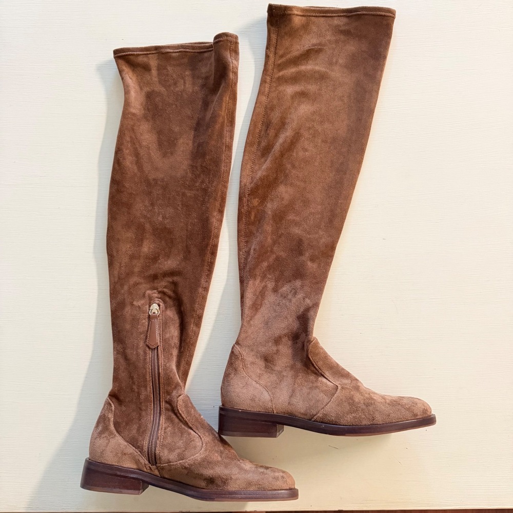 Antonio Melani Leenna Brown Faux Suede Over The Knee Flat Boots Womens 5.5 M